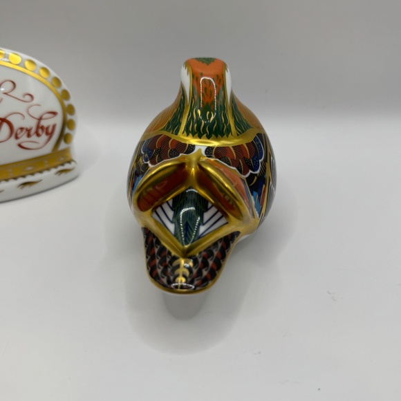 Royal Crown Derby Mandarin Duck Paperweight Figurine. Gold Stopper. EUC - Picture 6 of 11